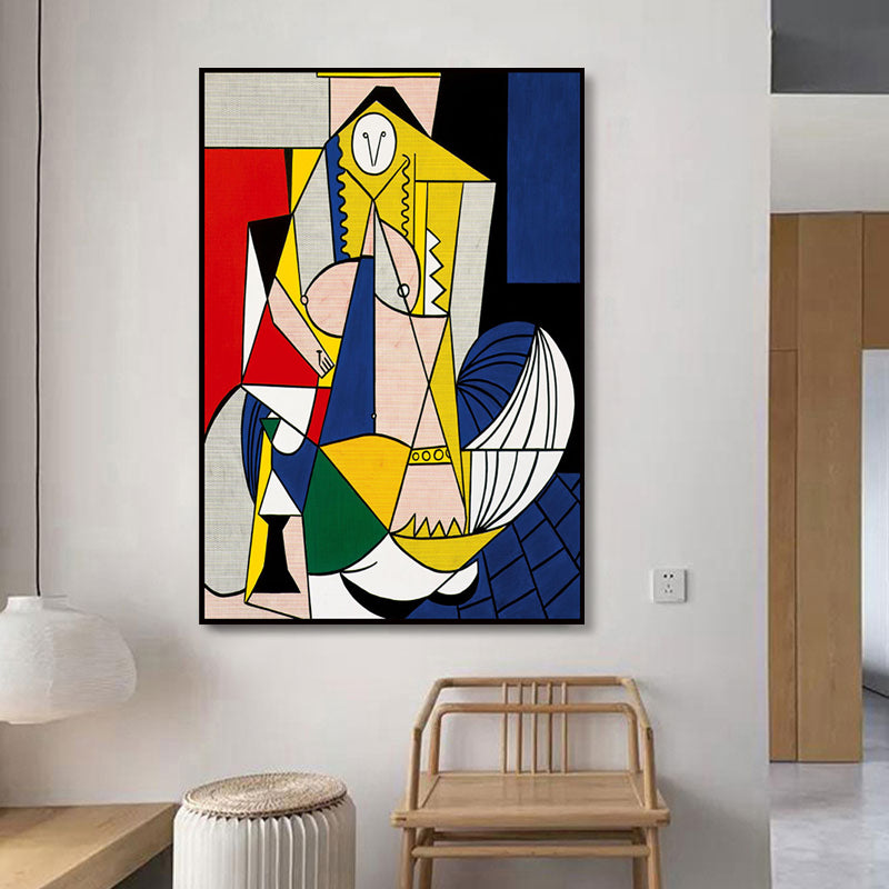 Frendorf | Blaue einzigartige Muster Wanddekoration abstrakte Pop-Art stilvoller texturierter Leinwanddruck für das Badezimmer