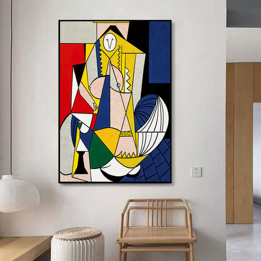 Frendorf | Blaue einzigartige Muster Wanddekoration abstrakte Pop-Art stilvoller texturierter Leinwanddruck für das Badezimmer