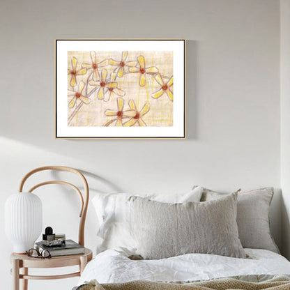 Frendorf | Blumenleinwand in Braun für das Schlafzimmer