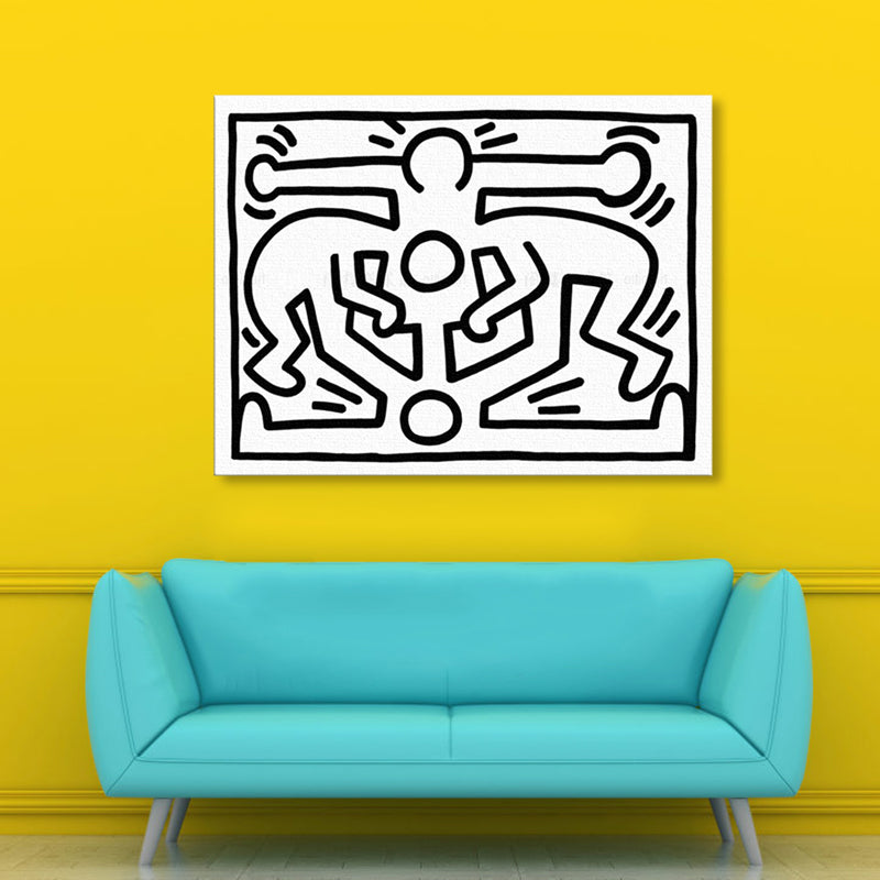 Pop Art Stil Figur Malerei Jungen Schlafzimmer Eingewickelte Leinwand in Hellfarbe, Texturiert