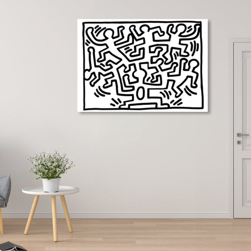 Pop Art Stil Figur Malerei Jungen Schlafzimmer Eingewickelte Leinwand in Hellfarbe, Texturiert
