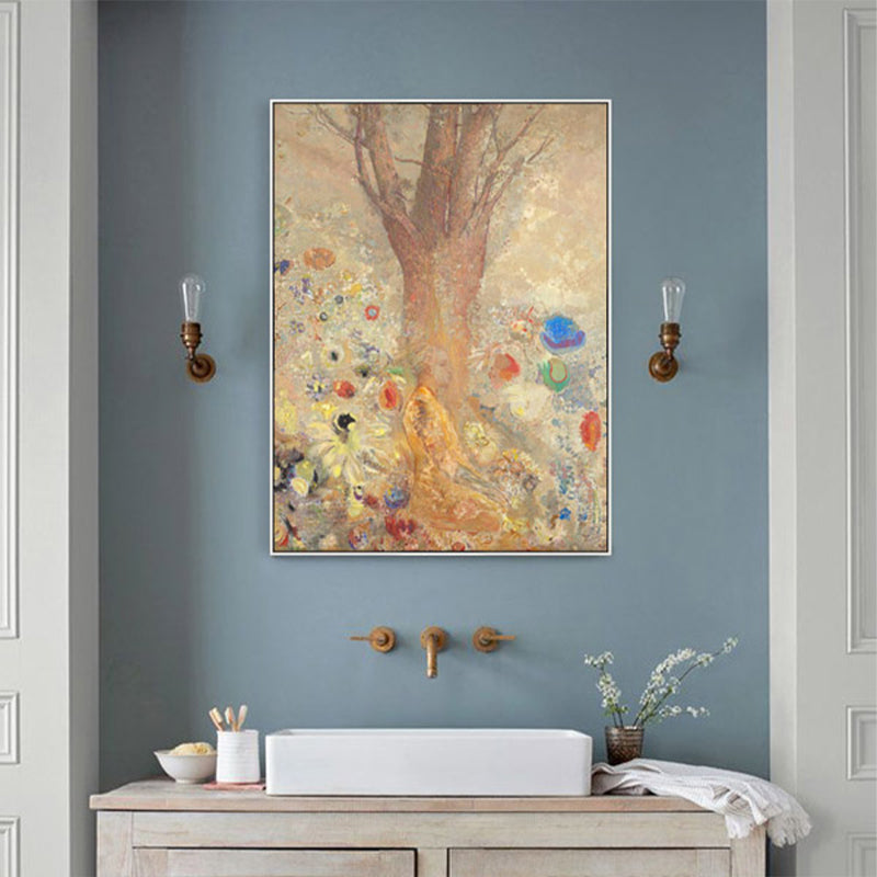 Frendorf | Art Nouveau Gemälde Baum Leinwand Braun Religiöses Muster Wanddeko für Wohnzimmer