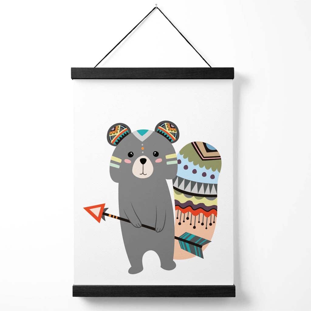 Graues Eichhörnchen Tribal Tierposter mit Aufhänger