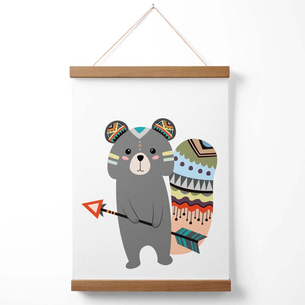 Graues Eichhörnchen Tribal Tierposter mit Aufhänger