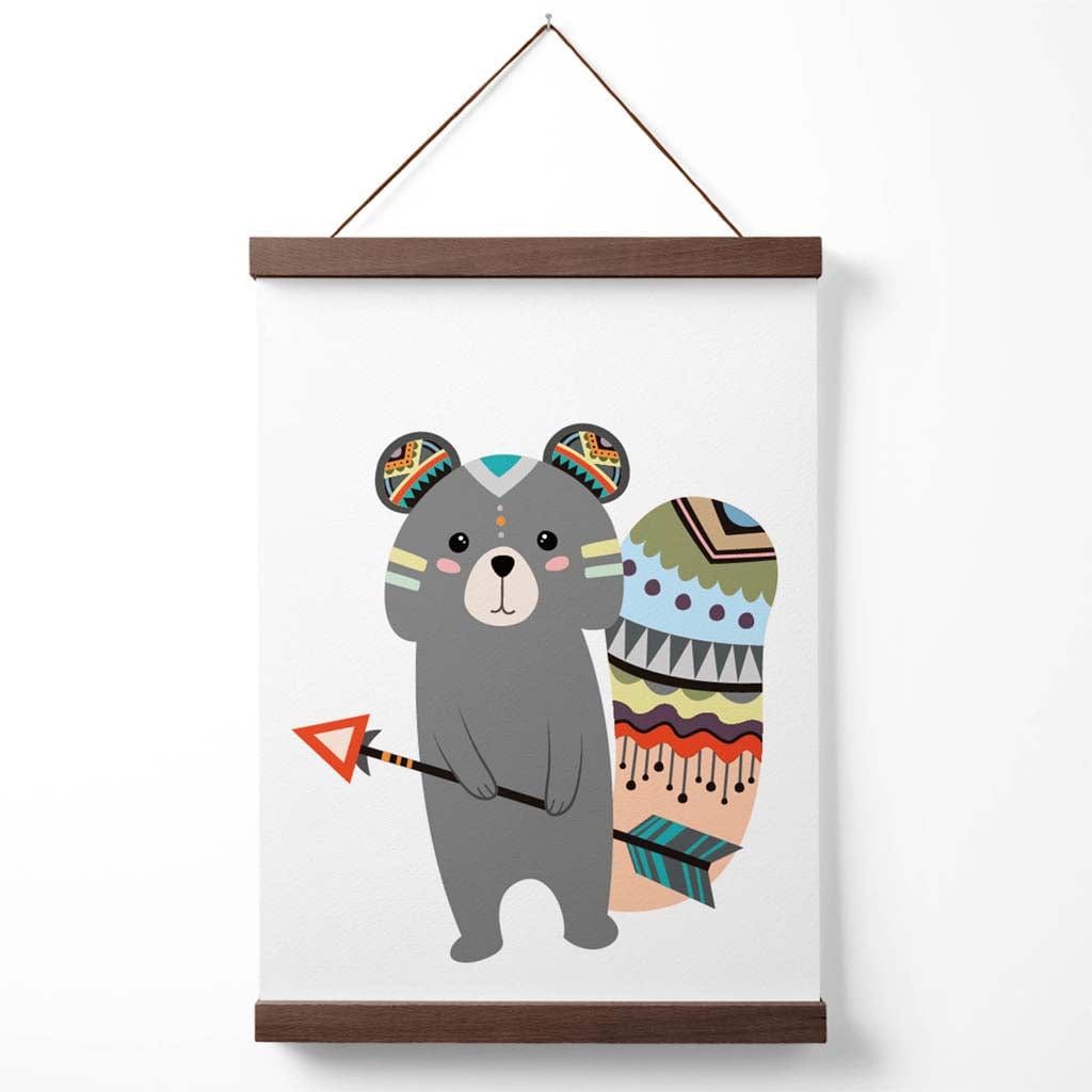 Graues Eichhörnchen Tribal Tierposter mit Aufhänger