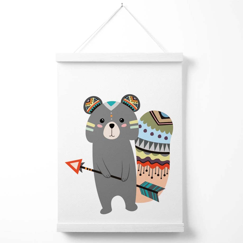 Graues Eichhörnchen Tribal Tierposter mit Aufhänger
