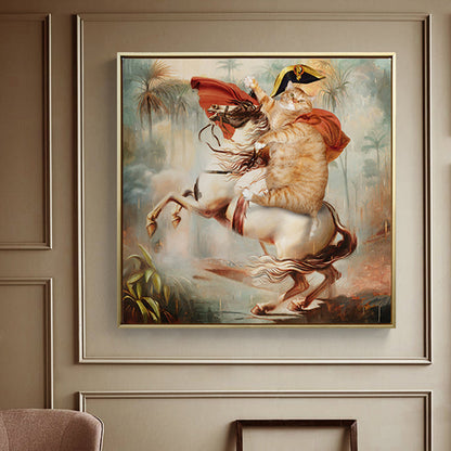 Frendorf | Braune Katze Ritter Leinwand Wandkunst Tier Funkelnd Texturierten Wanddeko für Jungen Schlafzimmer