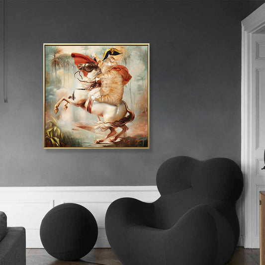 Frendorf | Braune Katze Ritter Leinwand Wandkunst Tier Funkelnd Texturierten Wanddeko für Jungen Schlafzimmer