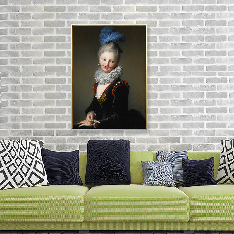 Frendorf | Pop Art Junge Dame Leinwanddruck Esszimmer Wanddekoration in Rot und Schwarz, mehrere Größen