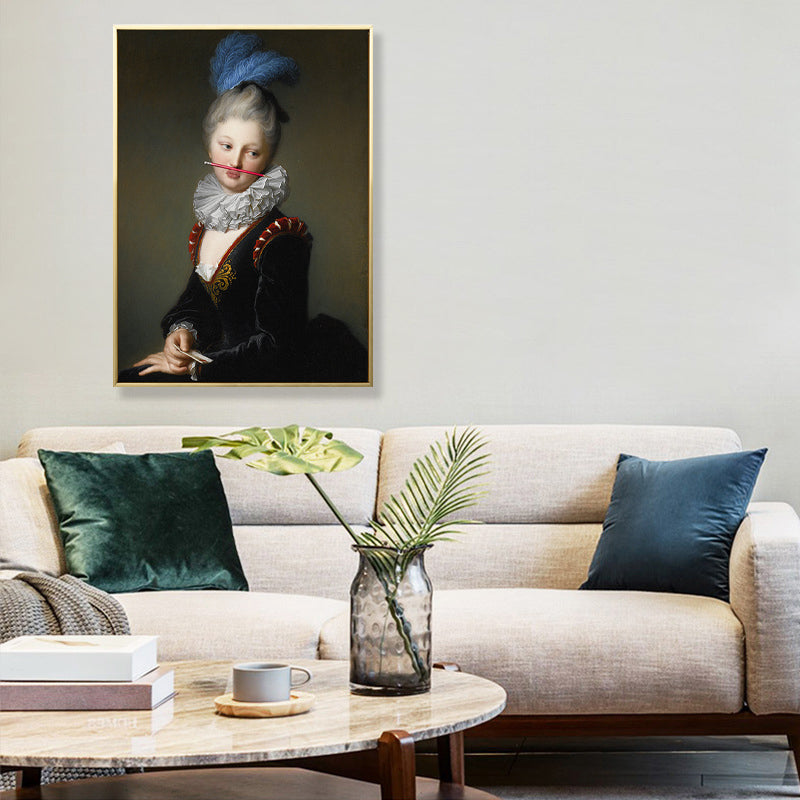 Frendorf | Pop Art Junge Dame Leinwanddruck Esszimmer Wanddekoration in Rot und Schwarz, mehrere Größen