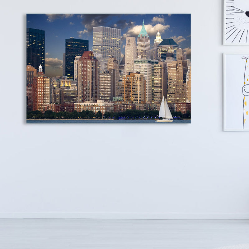 Frendorf | Braun Urban Architektonische Landschaft Leinwand Texturiert Modernes Haus Innen Wandkunst Druck