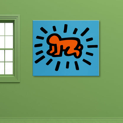 Frendorf | Cartoon Grafik Wanddekoration Pop Art Stil Charakter Leinwand in Blau für Jungenzimmer