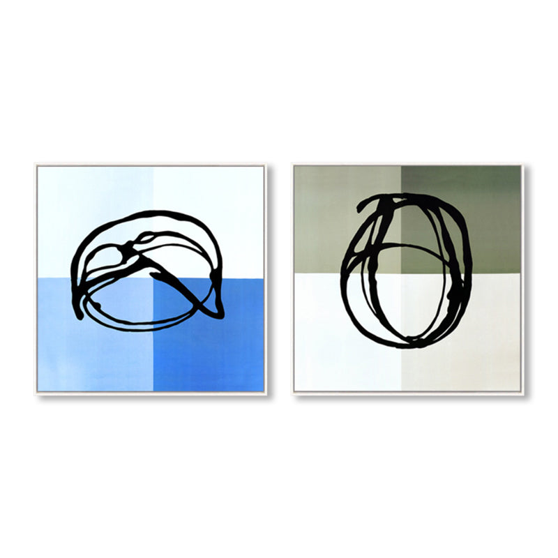 Frendorf | Blaue Zeichnung Abstrakte Leinwand Kunst Texturiert Moderner Stil Wohnzimmer Wanddekoration