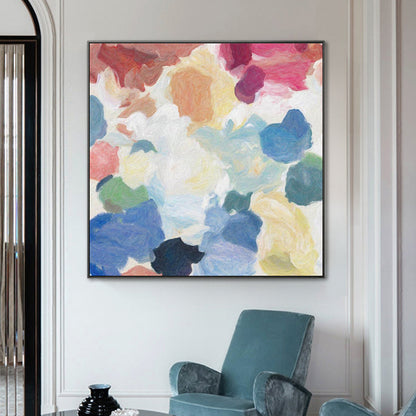 Frendorf | Blaues Handdruckgemälde Texturiertes Abstrakte Expressionismus Esszimmer Leinwand Wanddekoration