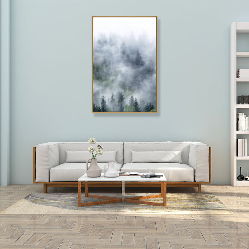 Tropisches Foto-Print Landschaft Leinwand Dunkle Farbe Texturiertes Wandkunst Dekor für Raum