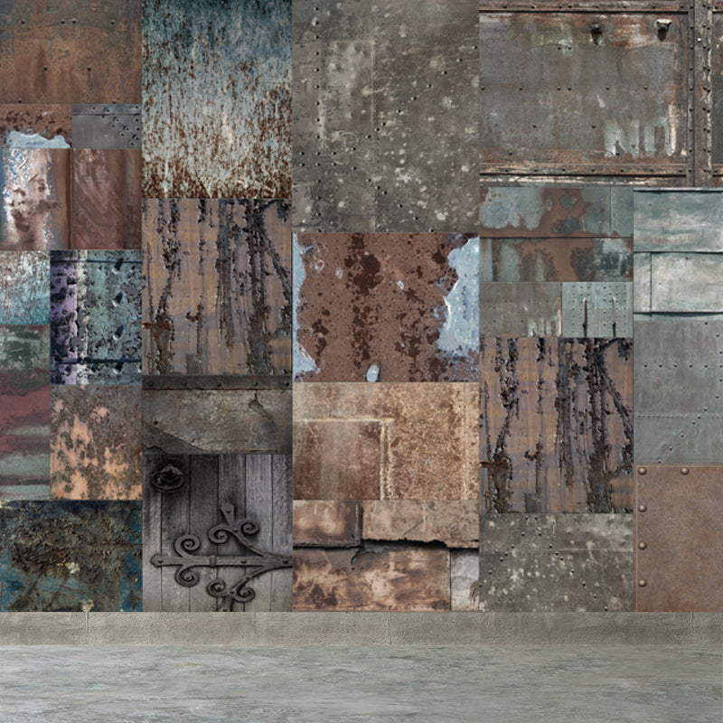 Dunkle Farbe Steampunk Wandmural Vollformat Metall-Effekt Wanddekoration für Hausinterieur