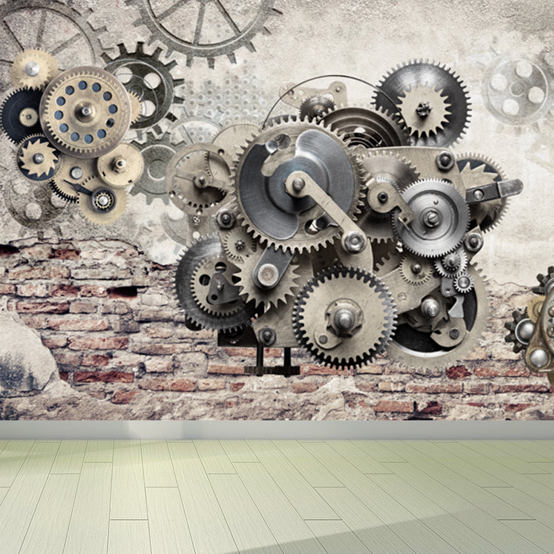 Dunkle Farbe Steampunk Wandmural Vollformat Metall-Effekt Wanddekoration für Hausinterieur