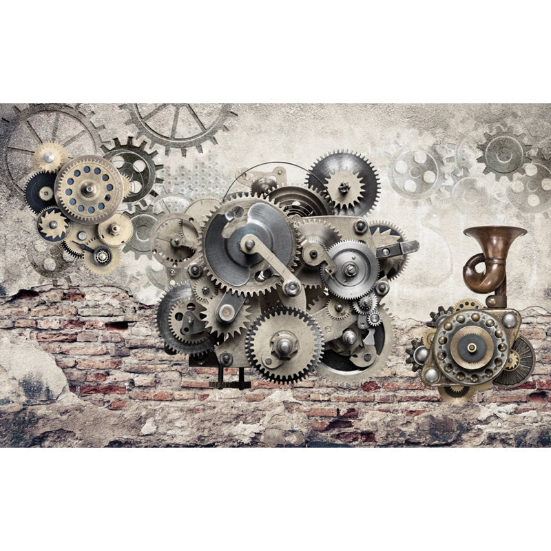 Dunkle Farbe Steampunk Wandmural Vollformat Metall-Effekt Wanddekoration für Hausinterieur