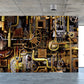 Dunkle Farbe Steampunk Wandmural Vollformat Metall-Effekt Wanddekoration für Hausinterieur