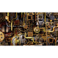 Dunkle Farbe Steampunk Wandmural Vollformat Metall-Effekt Wanddekoration für Hausinterieur