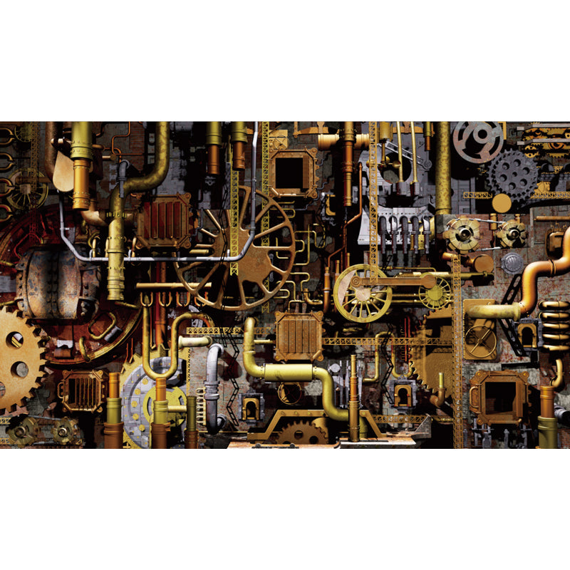 Dunkle Farbe Steampunk Wandmural Vollformat Metall-Effekt Wanddekoration für Hausinterieur
