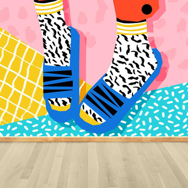 Moderne modische Schuhe Muster Wandtapete Pastellfarbe Kinderzimmer Wanddekoration, personalisiert