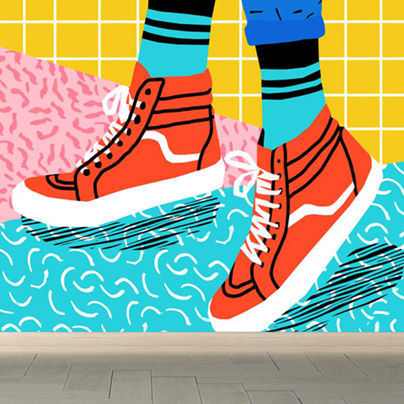 Moderne modische Schuhe Muster Wandtapete Pastellfarbe Kinderzimmer Wanddekoration, personalisiert