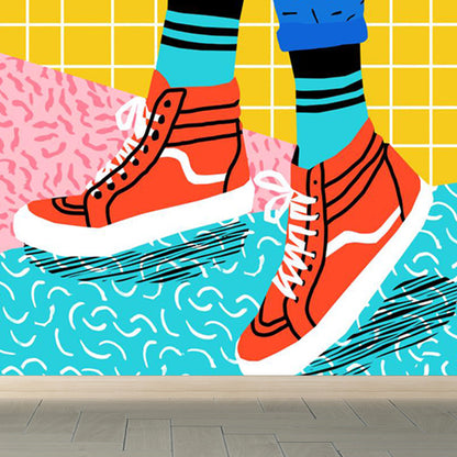 Moderne modische Schuhe Muster Wandtapete Pastellfarbe Kinderzimmer Wanddekoration, personalisiert