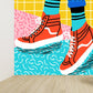 Moderne modische Schuhe Muster Wandtapete Pastellfarbe Kinderzimmer Wanddekoration, personalisiert