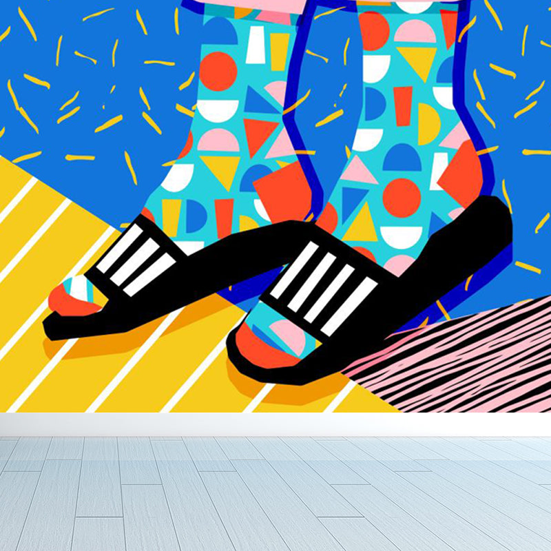 Moderne modische Schuhe Muster Wandtapete Pastellfarbe Kinderzimmer Wanddekoration, personalisiert