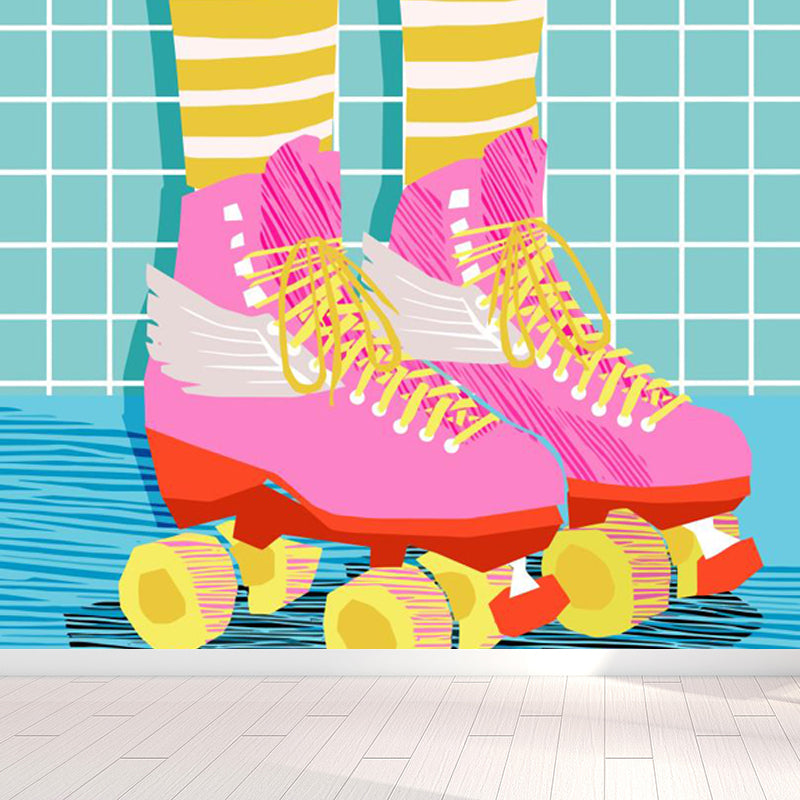 Moderne modische Schuhe Muster Wandtapete Pastellfarbe Kinderzimmer Wanddekoration, personalisiert