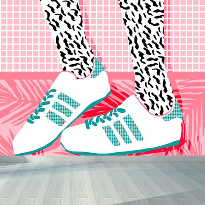 Moderne modische Schuhe Muster Wandtapete Pastellfarbe Kinderzimmer Wanddekoration, personalisiert