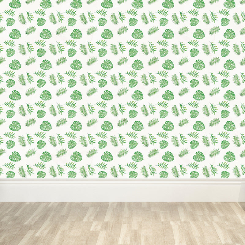 Frendorf | Tropische Bladeren Patroon Muurverf Non-woven Textuur Vlekbestendig Zachte Kleur Wandkunst voor Slaapkamer