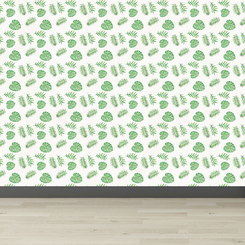 Frendorf | Tropische Bladeren Patroon Muurverf Non-woven Textuur Vlekbestendig Zachte Kleur Wandkunst voor Slaapkamer