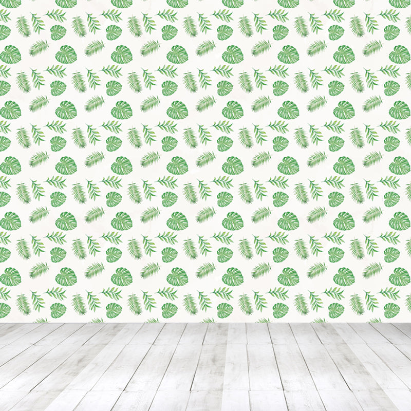 Frendorf | Tropische Bladeren Patroon Muurverf Non-woven Textuur Vlekbestendig Zachte Kleur Wandkunst voor Slaapkamer
