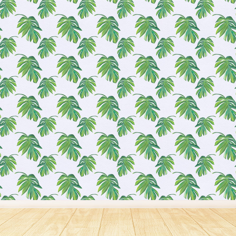 Frendorf | Tropische Bladeren Patroon Muurverf Non-woven Textuur Vlekbestendig Zachte Kleur Wandkunst voor Slaapkamer