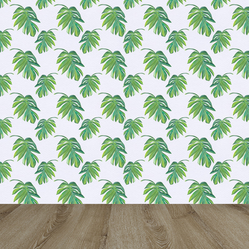 Frendorf | Tropische Bladeren Patroon Muurverf Non-woven Textuur Vlekbestendig Zachte Kleur Wandkunst voor Slaapkamer