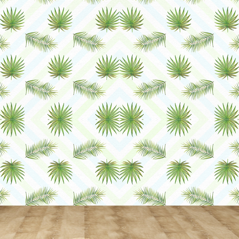 Frendorf | Tropische Bladeren Patroon Muurverf Non-woven Textuur Vlekbestendig Zachte Kleur Wandkunst voor Slaapkamer