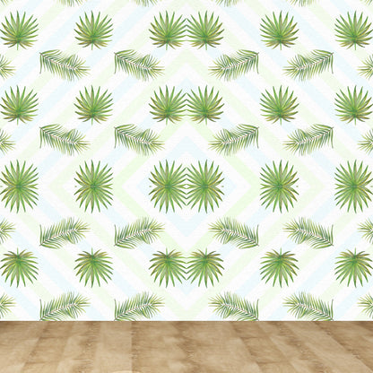 Frendorf | Tropische Bladeren Patroon Muurverf Non-woven Textuur Vlekbestendig Zachte Kleur Wandkunst voor Slaapkamer