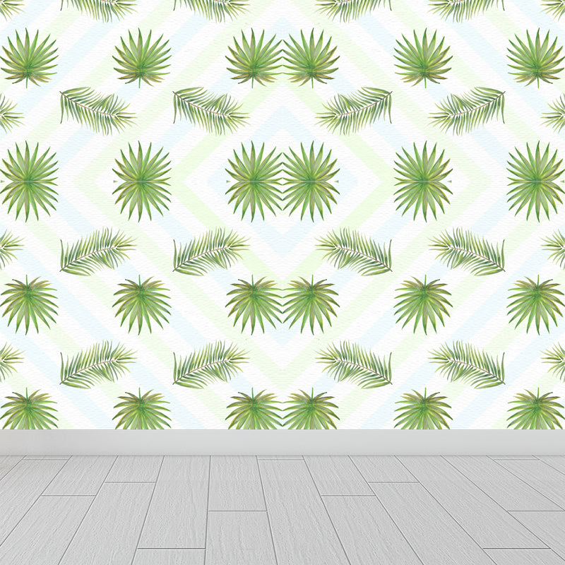 Frendorf | Tropische Bladeren Patroon Muurverf Non-woven Textuur Vlekbestendig Zachte Kleur Wandkunst voor Slaapkamer