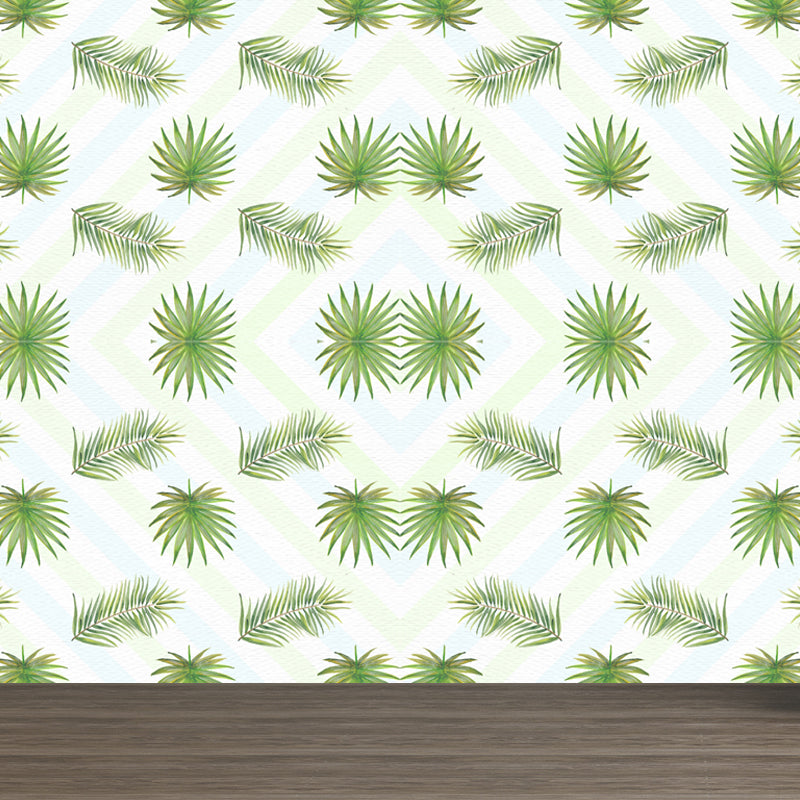 Frendorf | Tropische Bladeren Patroon Muurverf Non-woven Textuur Vlekbestendig Zachte Kleur Wandkunst voor Slaapkamer
