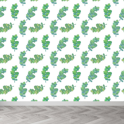 Frendorf | Tropische Bladeren Patroon Muurverf Non-woven Textuur Vlekbestendig Zachte Kleur Wandkunst voor Slaapkamer