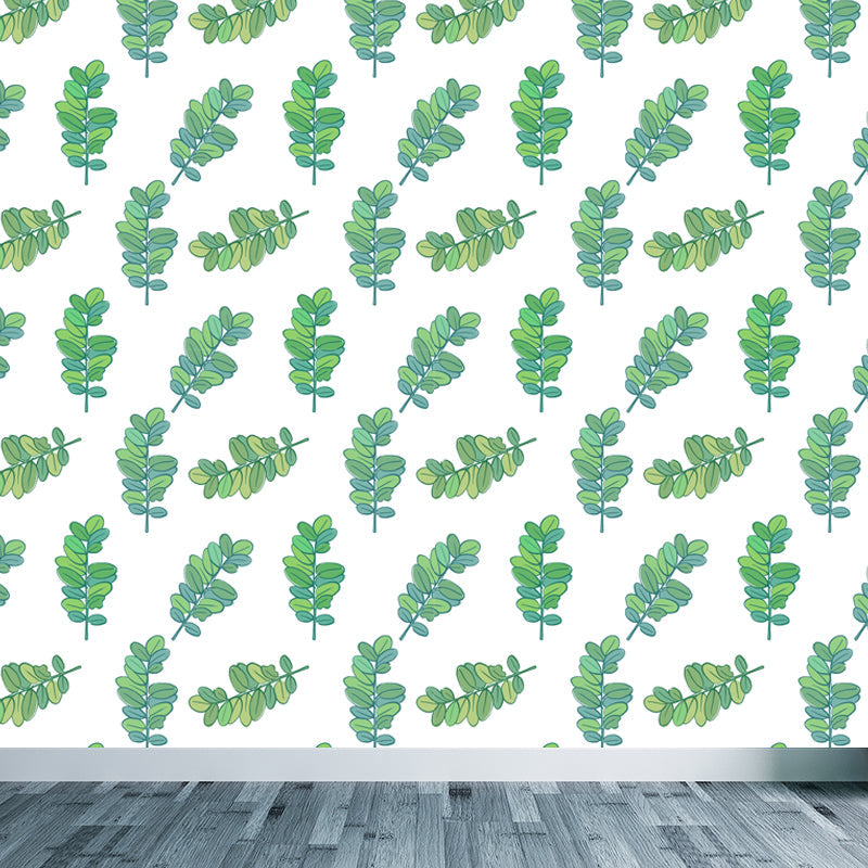 Frendorf | Tropische Bladeren Patroon Muurverf Non-woven Textuur Vlekbestendig Zachte Kleur Wandkunst voor Slaapkamer
