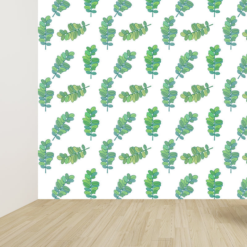 Frendorf | Tropische Bladeren Patroon Muurverf Non-woven Textuur Vlekbestendig Zachte Kleur Wandkunst voor Slaapkamer