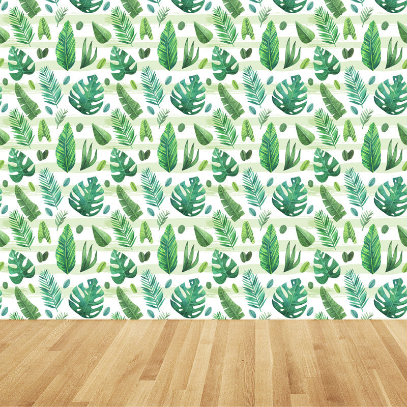 Frendorf | Tropische Bladeren Patroon Muurverf Non-woven Textuur Vlekbestendig Zachte Kleur Wandkunst voor Slaapkamer