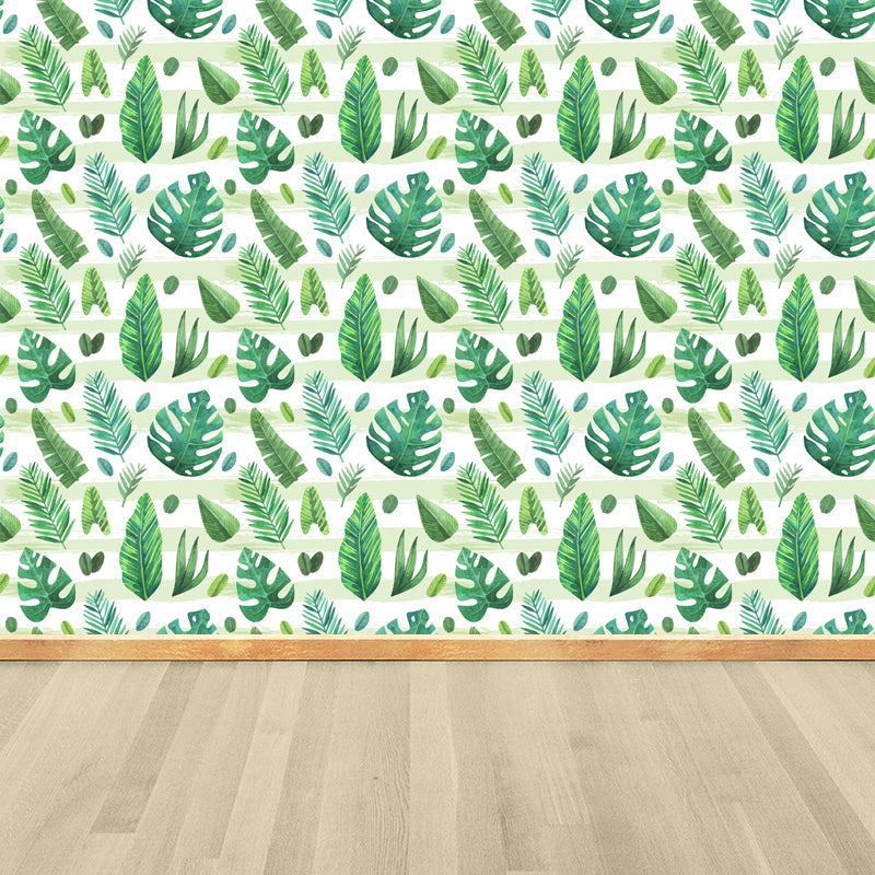 Frendorf | Tropische Bladeren Patroon Muurverf Non-woven Textuur Vlekbestendig Zachte Kleur Wandkunst voor Slaapkamer