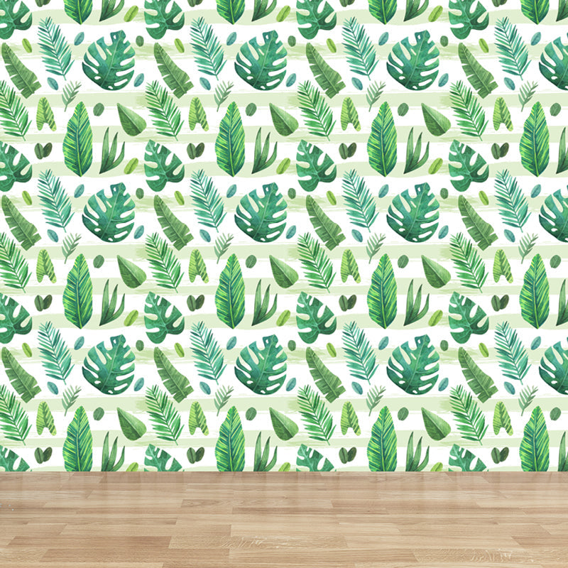 Frendorf | Tropische Bladeren Patroon Muurverf Non-woven Textuur Vlekbestendig Zachte Kleur Wandkunst voor Slaapkamer
