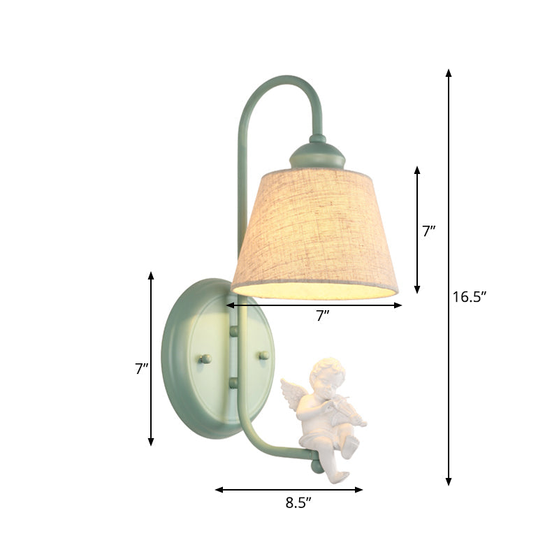 Frendorf | 1 Light Angel Wall Lights Light with Conical Shade Nordic Metal Wall Lamp in Green for Living Room