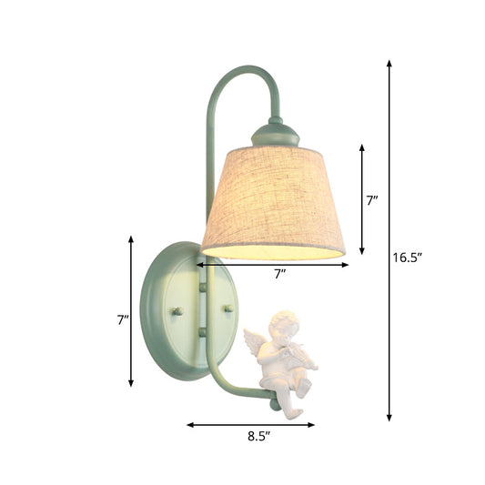 Frendorf | 1 Light Angel Wall Lights Light with Conical Shade Nordic Metal Wall Lamp in Green for Living Room