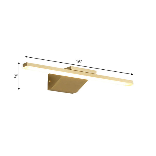 Frendorf | 16"/21.5" W Metallic Streamlined Wall Lamp Simplicity LED Gold Vanity Sconce Light für Badezimmer